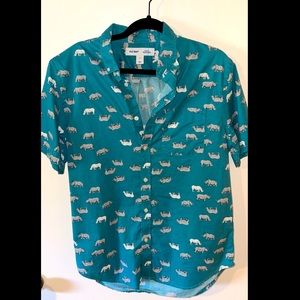 Teal rhino short sleeve button down size M
